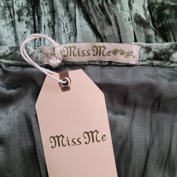 Miss Me Green Velvet Sequin Hem Skirt Size Large NWT Boho Chic Whimsical Fairy - Picture 6 of 7
